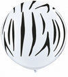 Jumbo Zebra Round Balloon 90cm
