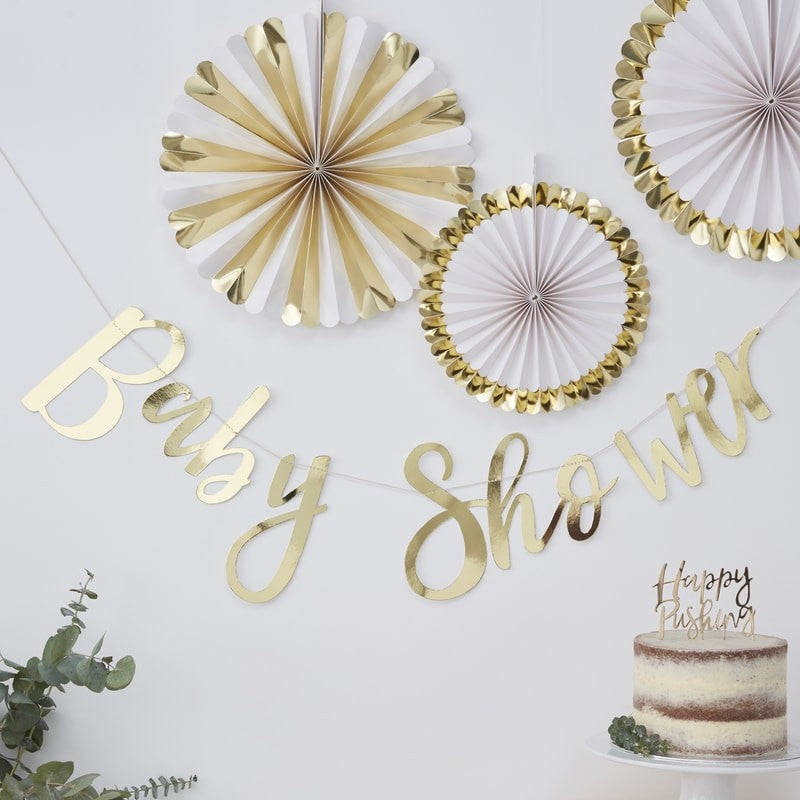 Gold Foiled Baby Shower Bunting