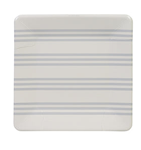 Grey French Stripe Plates (Pack of 12)