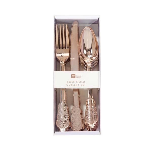 Party Porcelain Rose Gold Cutlery Set (Pack of 18)