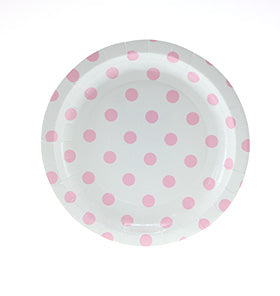 White with Pink Polkadot Cake Plates (Pack of 12)