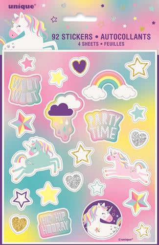 Unicorn Party Sticker Sheets (92 Stickers)