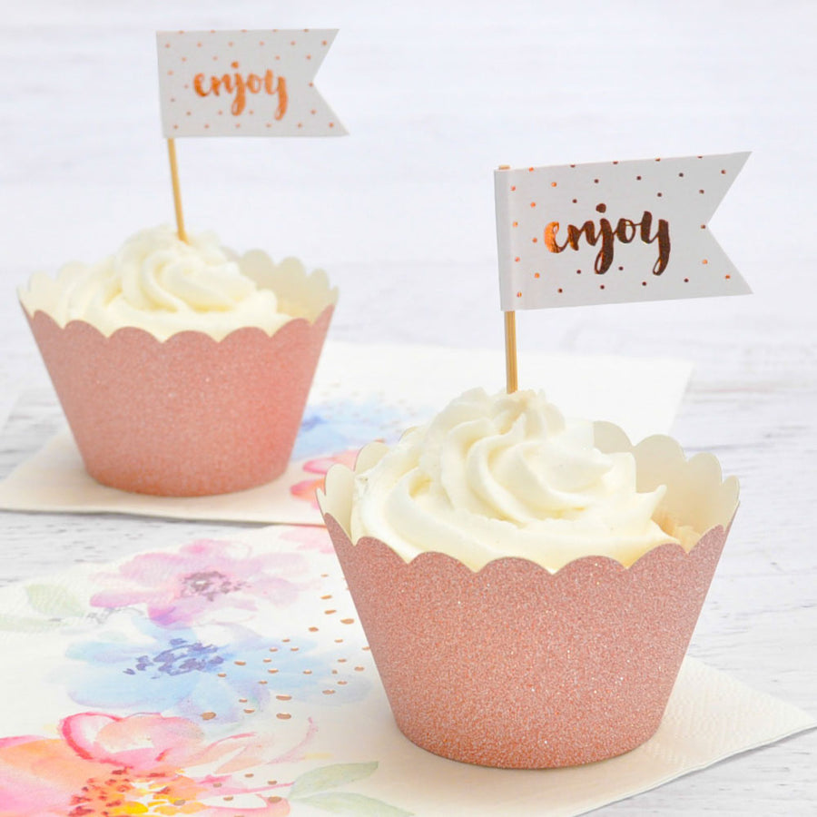 Rose Gold Glitter Cupcake Wrappers (Pack of 12)