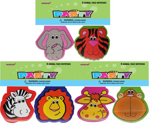 Animal Face Note Pad Party Favours (Pack of 6)