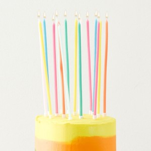 Birthday Brights Long Thin Candles (Pack of 16)