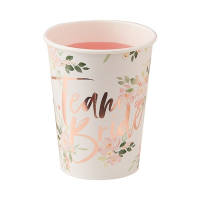 Floral Team Bride - Paper Cups (Pack of 8)