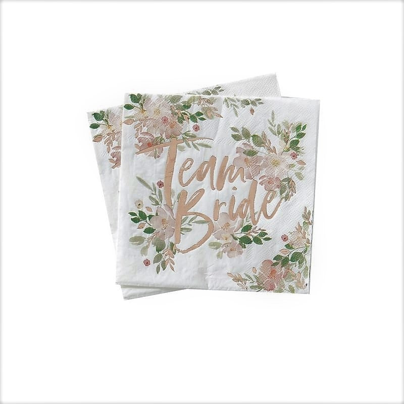 Floral Team Bride - Paper Napkins (Pack of 16)