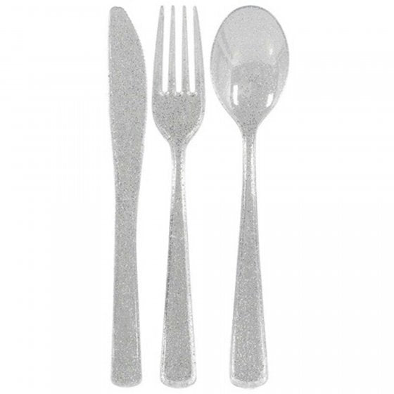 Glittering Silver Cutlery Set (Pack of 48)