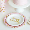 Gold Foil Happy Birthday Cake Plates (Pack of 12)