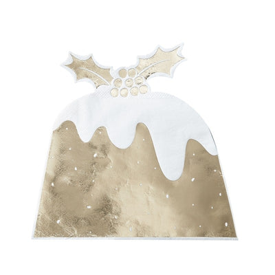 Gold Foil Christmas Pudding Napkins (Pack of 12)