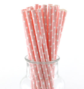 Pale Pink Polkadot Paper Straws (Pack of 24)