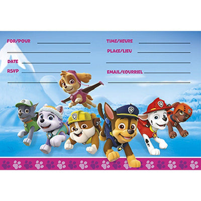 Paw Patrol Pink Party Invitations (Pack of 8)