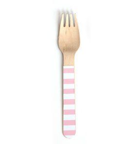Wooden Forks - Pink Stripe (Pack of 24)