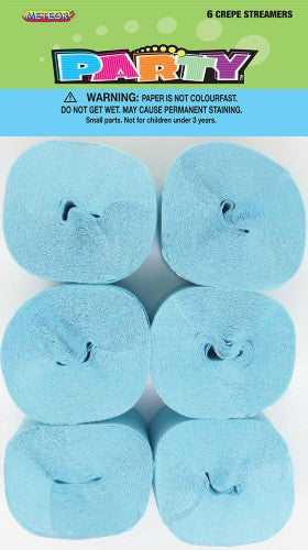 Crepe Streamers - Powder Blue (Pack of 6)