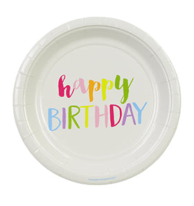 Rainbow Happy Birthday Cake Plates (Pack of 12)