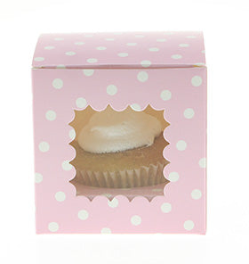 Pink Polkadot Cupcake Boxes (Pack of 6)