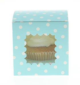 Blue Polkadot Cupcake Boxes (Pack of 6)