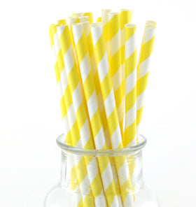 Yellow Striped Paper Straws (Pack of 24)