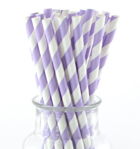 Lavender Striped Paper Straws (Pack of 24)