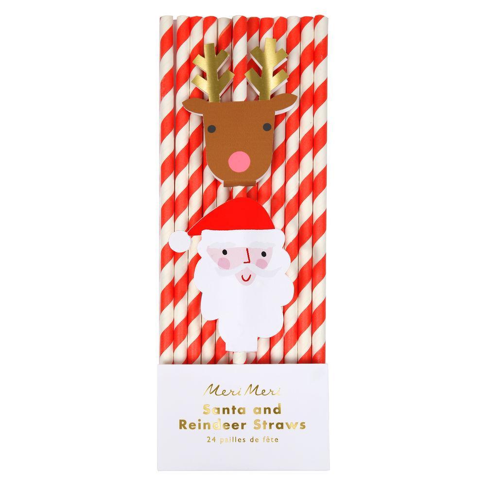 Disposable Elbow Straws Cute Cartoon Santa Claus Elk Party