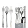 Silver Premium Fan Handle Cutlery Set (Pack of 32)