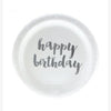 Silver Foil Happy Birthday Cake Plates (Pack of 12)