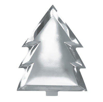 Silver Foil Christmas Tree Shape Plates (Pack of 6)