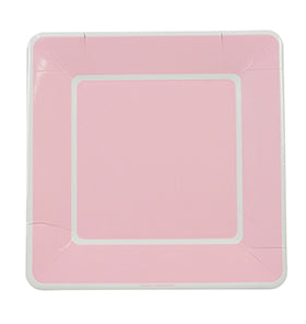 Soft Pink with White Border Large Plates (Pack of 12)