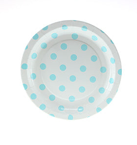 White with Blue Polkadot Cake Plates (Pack of 12)