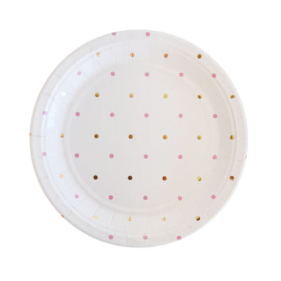 Gold & Pink Dots - Dessert Plates (Pack of 10)