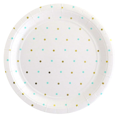 Gold & Mint Dots - Large Plates (Pack of 10)
