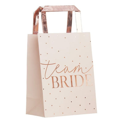 Pink Team Bride Rose Gold Foiled Hen Party Bags (Pack of 5)
