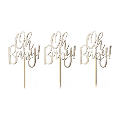 Oh Baby Gold Cupcake Toppers (Pack of 12)