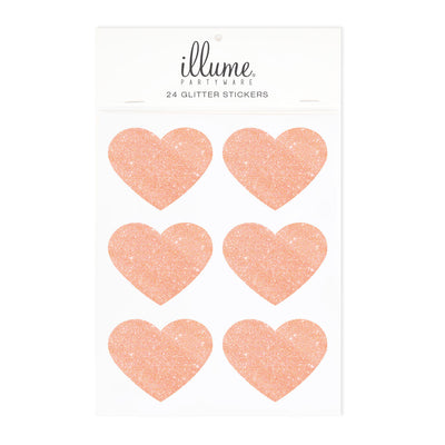 Rose Gold Glitter Heart Sticker Seals (Pack of 24)
