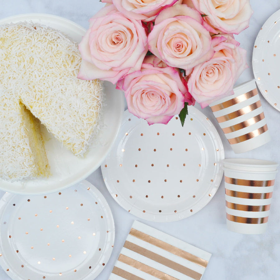 Rose Gold Dots - Dessert Plates (Pack of 10)