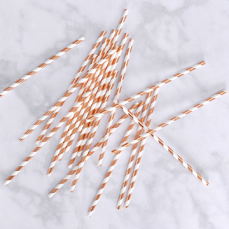 Rose Gold Stripe Straws (Pack of 25)
