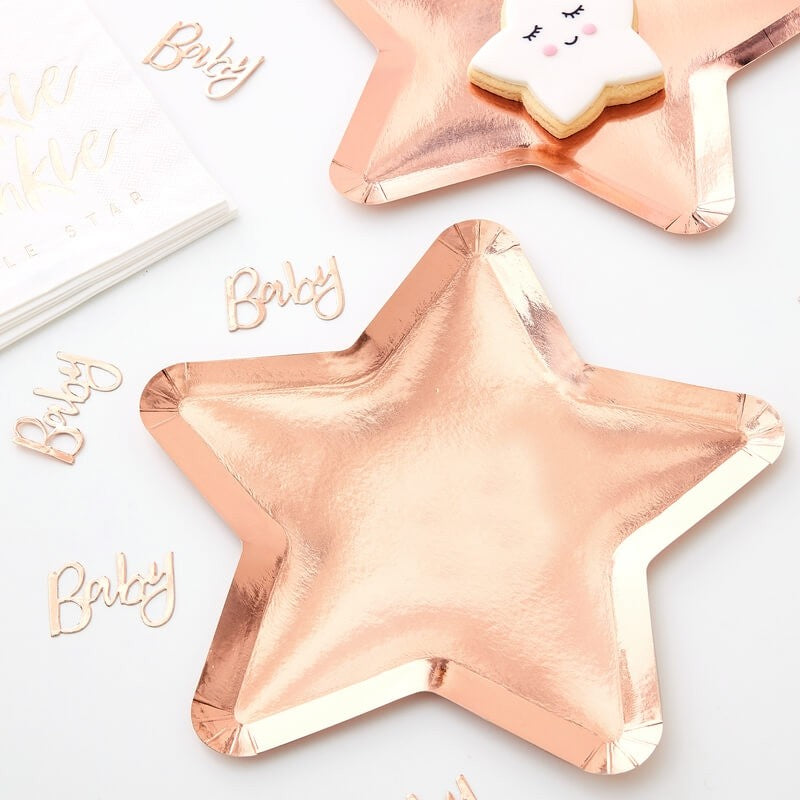 Rose Gold Star Shaped Plates (Pack of 8)