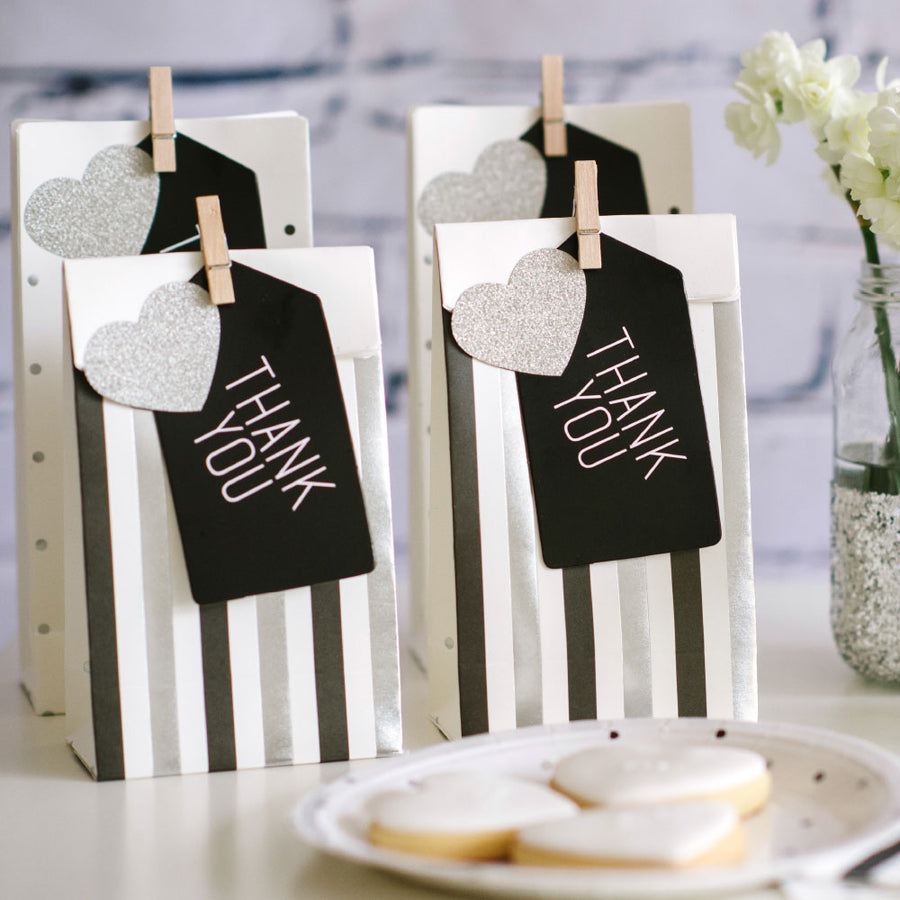 Silver & Black, Stripes & Dots - Treat Bags (Pack of 10)