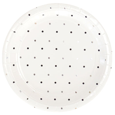 Silver & Black Dots - Large Plates (Pack of 10)