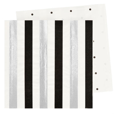 Silver & Black, Stripes & Dots Luncheon Napkins (Pack of 20)